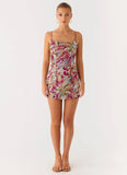 Soul Sound Sequin Mini Dress Fuchsia Floral Beaded