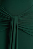 Clover Dark Green Asymmetric Neck Wrapped Maxi Dress With Sash