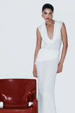 Giulia Chiffon Draped Maxi Dress White