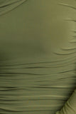 Gina Olive Asymmetric Neck Ruched Mini Dress