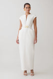 Livia V Neck Linen Maxi Dress White