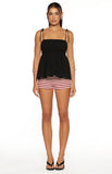 Solei Black Ruched Tie Strap Top