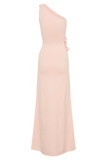 Paloma One Shoulder Knit Maxi Dress With Flowers Baby Pink