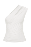 Anna One Shoulder Modal Top White