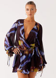 Passion Long Sleeve Mini Dress Dark Floral