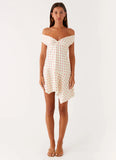 Alma Mini Dress White Red Polka Dot
