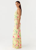 Takedown Halter Maxi Dress Lemon Soleil