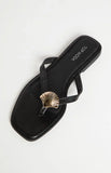 Eastside Black and Gold Thong Sandals