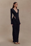 Louanne Slinky Long Sleeve Maxi Dress Black