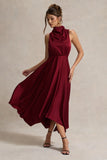 Kerri Berry Satin Cowl Neck Maxi Dress