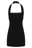 Amelita Suiting Halter Mini Dress Black