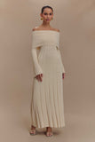 Alonza Long Sleeve Knit Midi Dress Cream