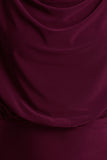 Hermia Burgundy High Neck Midi Dress