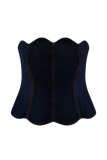 Oakley Strapless Scallop Denim Top Indigo Blue