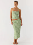Bahama Low Rise Midi Skirt Blurred Lime
