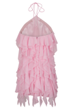 Marigold Ruffle Halter Mini Dress Powder Pink