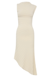 Milasandra Pleated Knit Dress Ivory