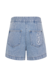 Kylee Embroidered Shorts Mid Blue