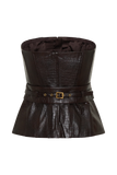 Thalia Faux Leather Boned Corset Dark Chocolate