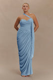 Micaela Chiffon Gathered Maxi Dress Alaskan Blue