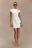 Remi Suiting Mini Dress With Floral Hardware White
