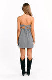 Berrie Black Gingham Strapless Mini Dress
