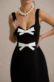 Corey Black White Sweetheart Mini Dress With Bow Details