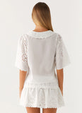 Summer Escape Embroidered Top White