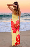 Rosalyn Yellow Hibiscus Print Maxi Dress