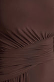 Virelle Brown Boat Neck Maxi Dress With Wrap Detail And Sash
