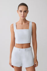 Josephine Crop Top With Open Back Ice Blue