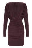 Hayden Long Sleeve Plunge Mini Dress Burgundy