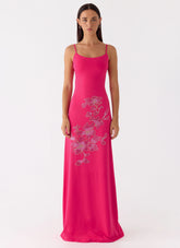 Carmine Embellished Maxi Dress Fuchsia