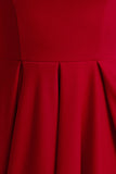 Parina Red Strappy Volume Hem Midi Dress