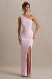 Dressing Up Pink One Shoulder Maxi Dress With Open Back Detail