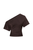 Luu Off Shoulder Slinky Top Dark Chocolate