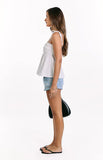Solei White Ruched Tie Strap Top