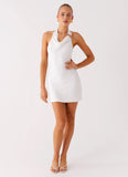 Love Line Halter Mini Dress White