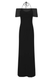 Bernadina Mesh And Slinky Halter Maxi Dress Black