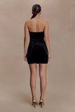Paulina Velvet Strapless Mini Dress Black
