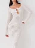 Crystal Cascade Knit Maxi Dress White