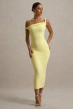 Salome Lemon Twisted Asymmetric Midi Dress