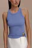 Lola Ribbed Sleeveless Top With Hardware Cornflower Blue