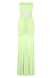 Khadijah Lace And Mesh Maxi Dress Sage