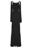 Haille Knit Chiffon Maxi Dress Black