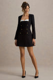Sammie Black White Tailored Long Sleeve Mini Dress