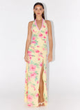 Colada Halter Maxi Dress Lemon Soleil