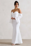 Rhiannon Cream Draped Flared Sleeve Fishtail Maxi Dress