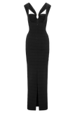Jaylen Bandage Knit Maxi Dress Black