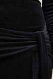 Jessara Black Bardot Neck Maxi Dress With Knot Details